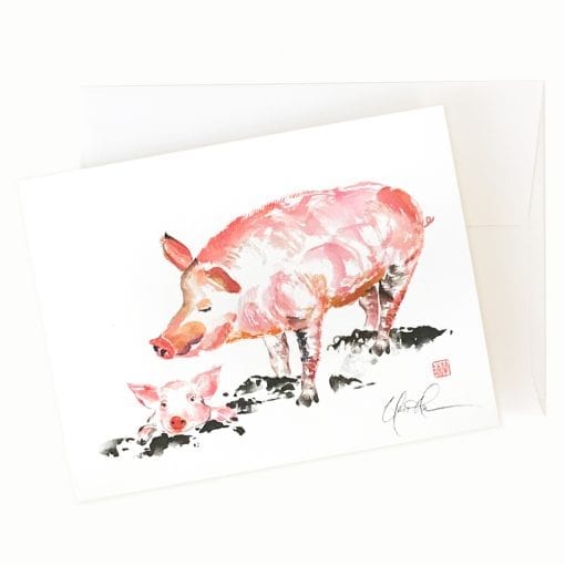 22-45 Piggie Stay Home Card © Nan Rae