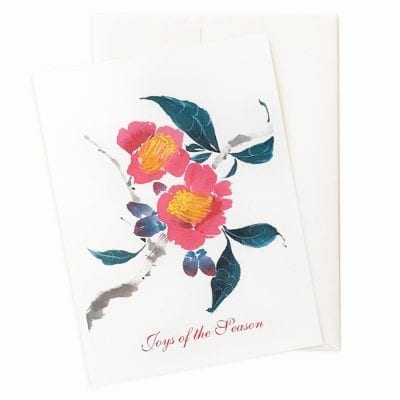 Camellia Semiserrata Holiday Card by Nan Rae
