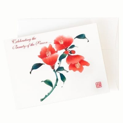 Camellia Cheer Holiday Card by Nan Rae