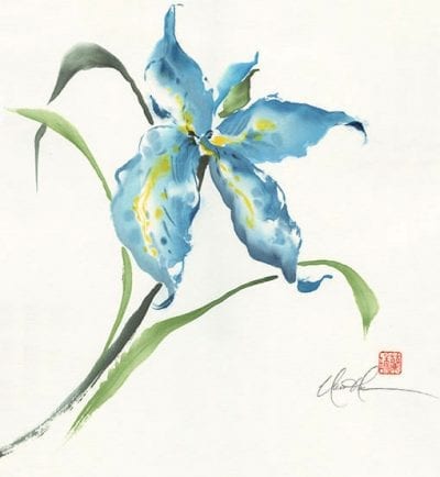 An Original Iris Brush painting by Nan Rae