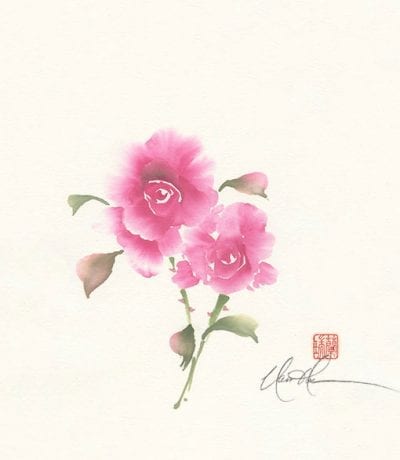 An Original Rose painting by Nan Rae