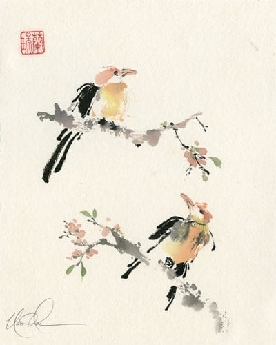 Birds on Branch Painting