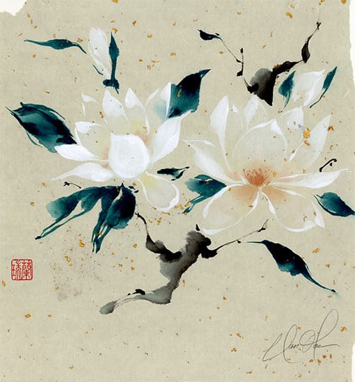 White Magnolia Painting by Nan Rae