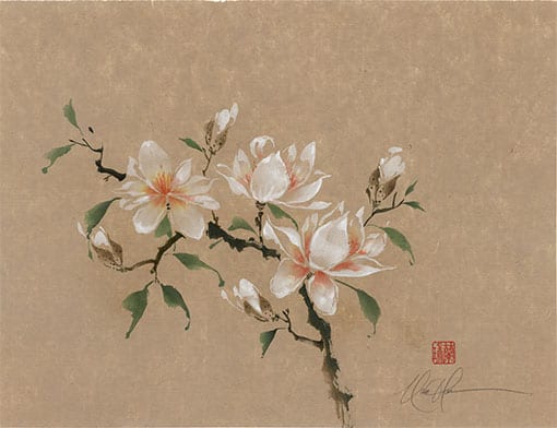 White Magnolia painting by Nan Rae