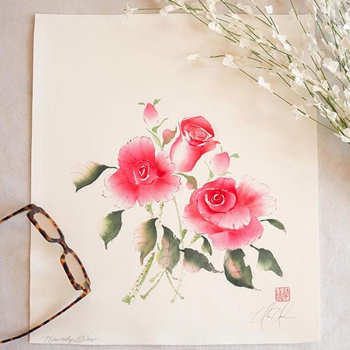 Roses painting by artist Nan Rae