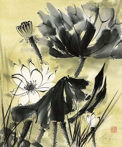 Lotus painting by Nan Rae