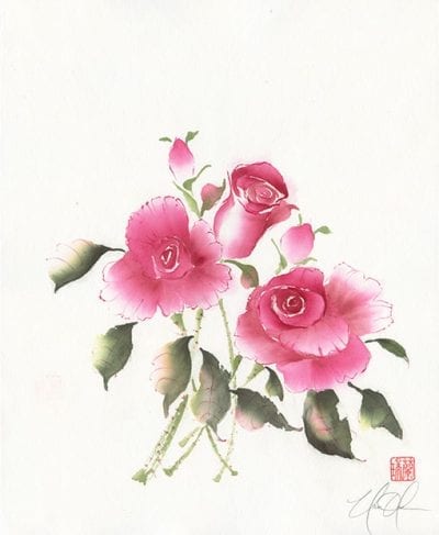 Roses painting by artist Nan Rae