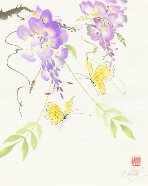 butterfly and wisteria